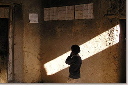 An abandoned girls� school in Wardak province, just south of Kabul, vacated in late 2005 because students discovered an explosive device left inside. A threatening �night letter� ordering the school to be closed was left at the local mosque before the attempted attack. � 2005 HRW/Saman Zia-Zarifi.