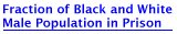 Fraction of Black and White Male Population in Prison