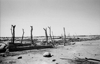 The remains of the village
of Jijira Adi Abbe in Darfur, western Sudan after the government
attack.