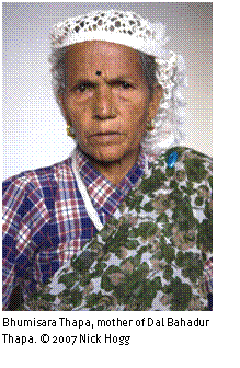 Text Box: 
Bhumisara Thapa, mother of Dal Bahadur Thapa. © 2007 Nick Hogg
