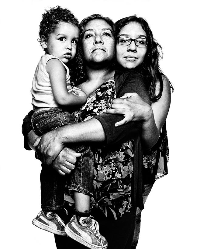 <p>Melida Ruiz, a lawful permanent resident, pictured with her daughter, Mercedez Ruiz, and her grandson, Christopher Gonzalez. In 2011, Melida was held in immigration detention for seven months while she fought deportation based on a 2002 misdemeanor drug conviction, her sole conviction in more than 30 years in the United States.</p>