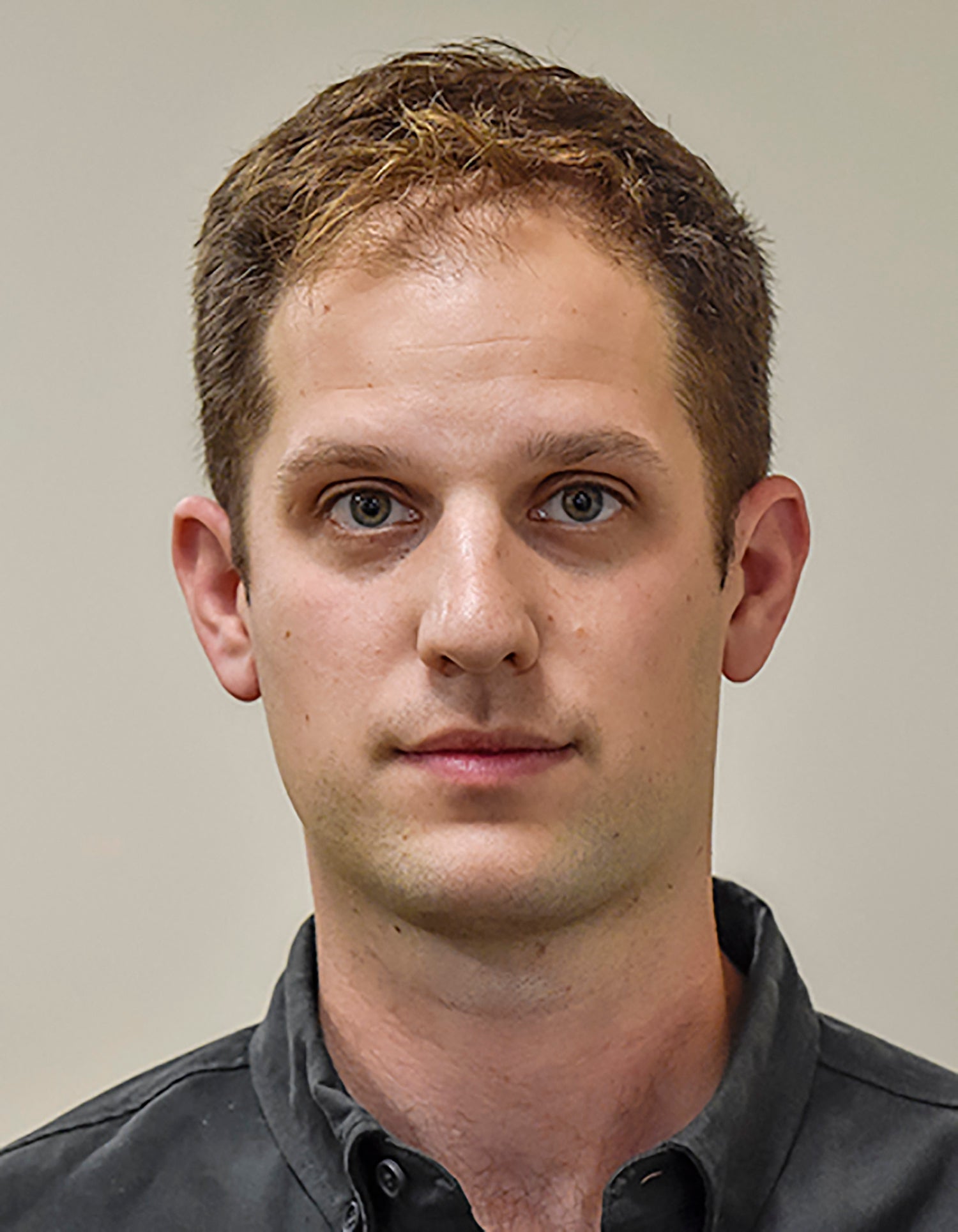 Foto identitas Evan Gershkovich, seorang reporter Amerika Serikat yang bekerja untuk Wall Street Journal.  