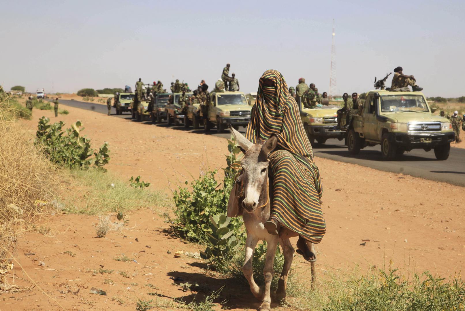A government military convoy on its way to Tabit town in North Darfur, Sudan, November 20, 2014.