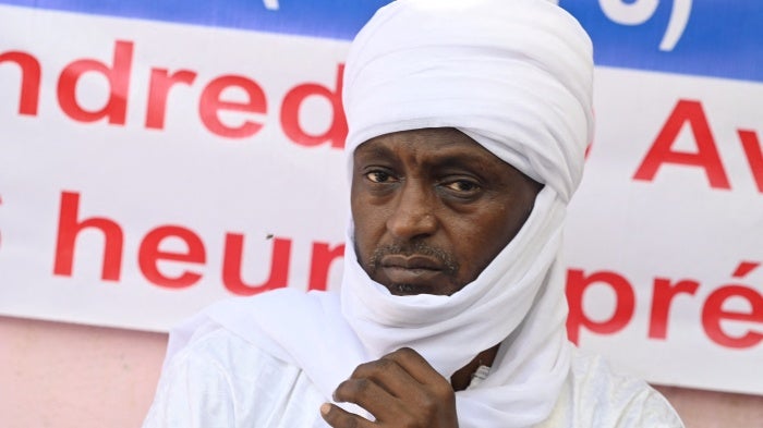 Political opposition leader Yaya Dillo gives a press conference on April 30, 2021, in N’Djamena, Chad. Dillo was killed on February 28, 2024, by security forces at his party’s headquarters in the capital.