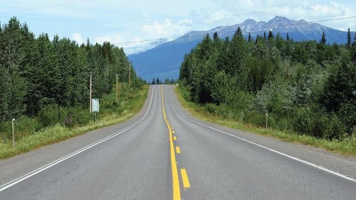 Highway 16, sometimes referred to as “the Highway of Tears” in recognition of the women and girls who have gone missing or been murdered in its vicinity, in northern British Columbia. July 2012.