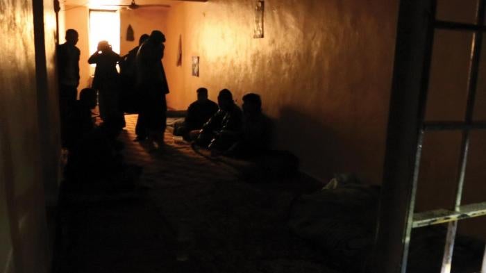 Screenshot from footage shows prisoners sitting in their cell in Malikiyah (Dêrik) prison in February 2014.