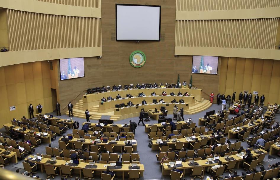 Des chefs d'État africains assistent à la 35ème session ordinaire de l'Assemblée de l'Union africaine à Addis-Abeba, en Éthiopie, le 5 février 2022. 
