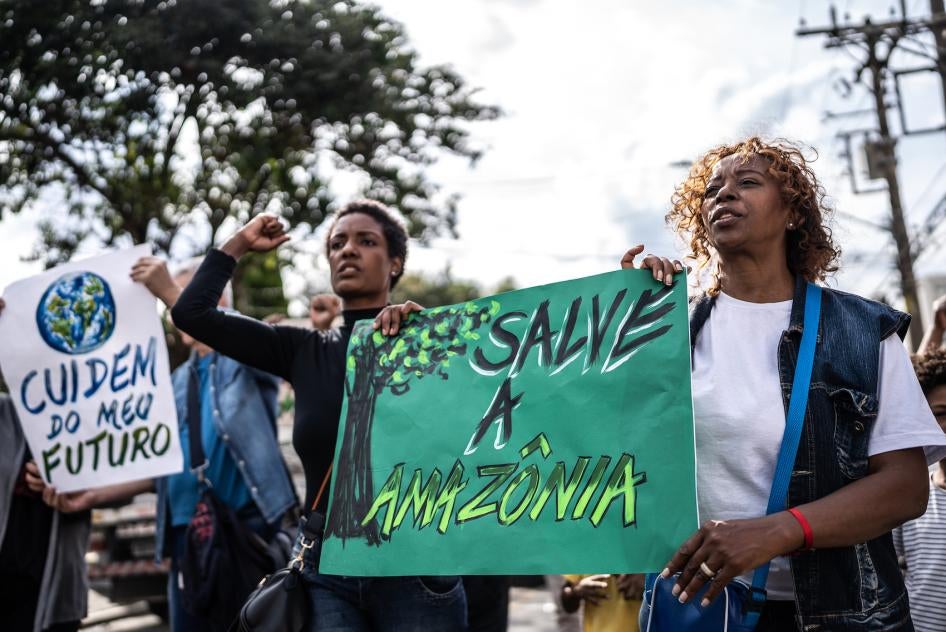 Ces écologistes brésiliennes participaient à une manifestation, début 2023.