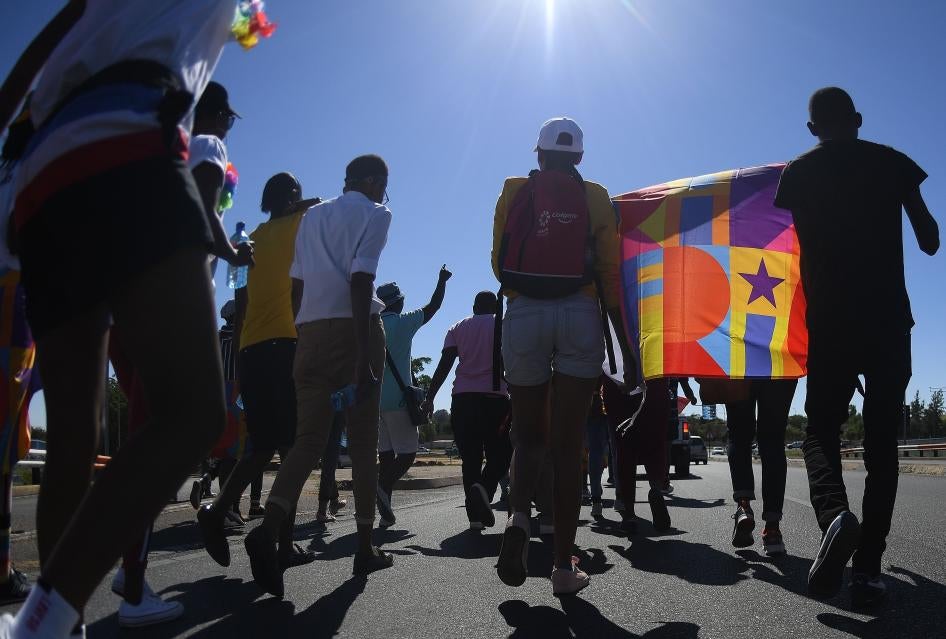 People take part in the first Botswana Pride Parade in Gaborone, November 30, 2019.
