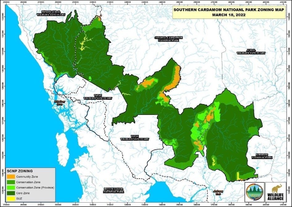 Southern Cardamom National Park Zoning Map