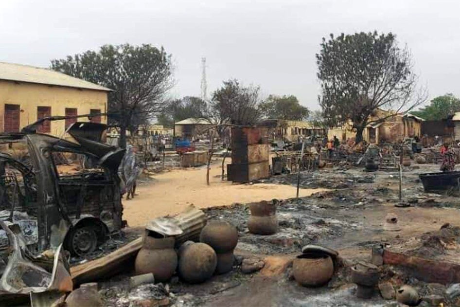 Destruction in a market area in El Fasher, the capital of Sudan's North Darfur state, September 1, 2023. 