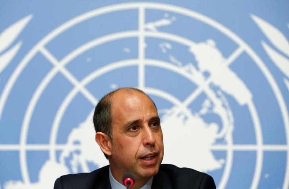 Special Rapporteur on the situation of human rights in North Korea Tomas Ojea Quintana addresses a news conference after his report to the Human Rights Council at the United Nations in Geneva, Switzerland, March 13, 2017. 