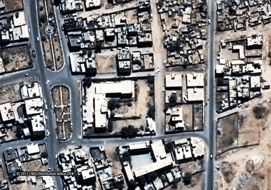 Images of the Saada Cultural Center and the al-Ibbi house before at least five aerial bombs hit both compounds on May 6, 2015, killing 27 members of the al-Ibbi family, including 17 children. Taken March 29, 2015. 