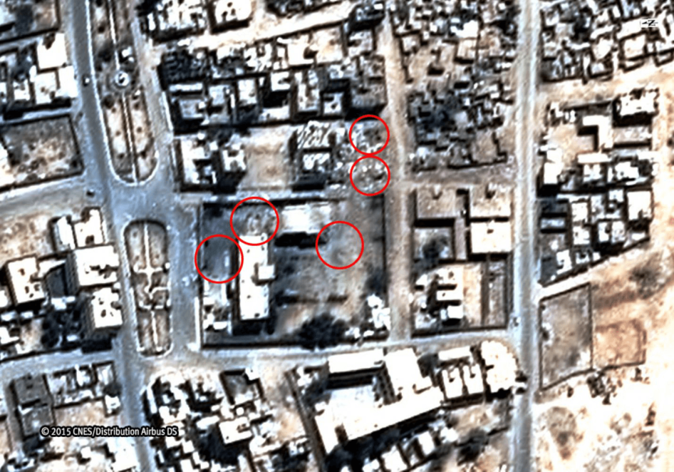 Images of the Saada Cultural Center and the al-Ibbi house after at least five aerial bombs hit both compounds on May 6, 2015, killing 27 members of the al-Ibbi family, including 17 children. Taken May 19, 2015. 
