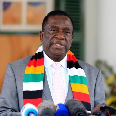 Zimbabwean President Emmerson Mnangagwa addresses the media at State House in Harare, Zimbabwe, March, 17, 2020.