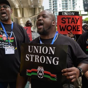 Dozens of teachers, students and labor leaders march to the school board in Miami-Dade County, Florida to protest academic standards for teaching Black History on August 16, 2023. ©2023 Michele Eve Sandberg/Shutterstock