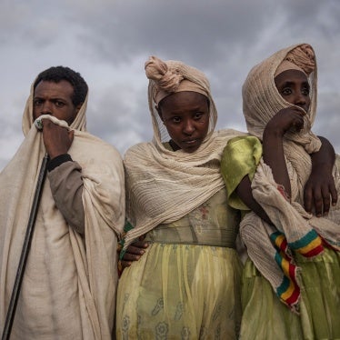 Ethiopian Orthodox pilgrims rest at a campsite in Lalibela in the Amhara region