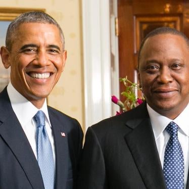 President Barack Obama of the United States and Kenyan President Uhuru Kenyatta during a US-Africa Leaders Summit dinner at the White House on August 5, 2014. Courtesy of the US Department of State.