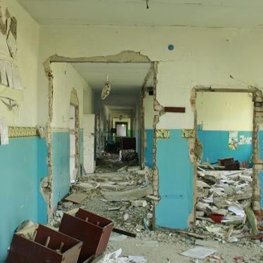 School in Nikishine, eastern Ukraine, damaged during fighting between Ukrainian government and rebel forces from Aug. 2014 to Feb. 2015.