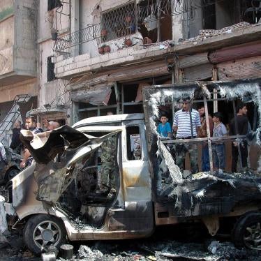 Site of a car bomb explosion in the Abbasiyah neighborhood of Homs, Syria, on April 29, 2014.