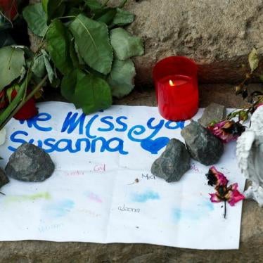 Messages of mourning, candles and flowers are placed by people for Susanna F., the teenager who was found dead two days ago, in Wiesbaden-Erbenheim, Germany, June 8, 2018.