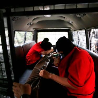 Some of the 51 men, including foreign nationals, arrested during a police raid on what they described as a “gay spa” in Jakarta on October 6, 2017.