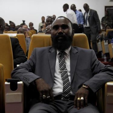 Mahamat Al Khatim, commander of the Central African Patriotic Movement (Mouvement Patriotique pour la Centrafrique, MPC), at the peace deal signing ceremony in Bangui on February 6. Fighters from the MPC have committed abuses that could amount to war crim