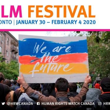 The Human Rights Watch Toronto Film Festival poster featuring a still from the opening night feature, ‘I Am Not Alone’. The festival will run from January 30 to February 4, 2020.