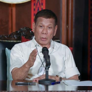 Philippine President Rodrigo Duterte speaks during a late night live broadcast in Malacanang, Manila, Philippines, April 3, 2020.