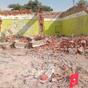Photograph shared by a Nyala resident on February 6, 2025, shows the destroyed building at the location of a February 3 airstrike near the Mecca Eye Hospital in Nyala, South Darfur.