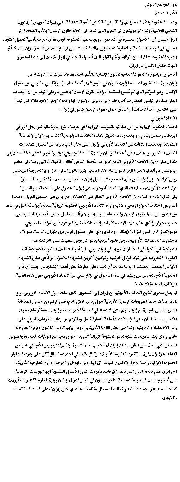 International Community Iran