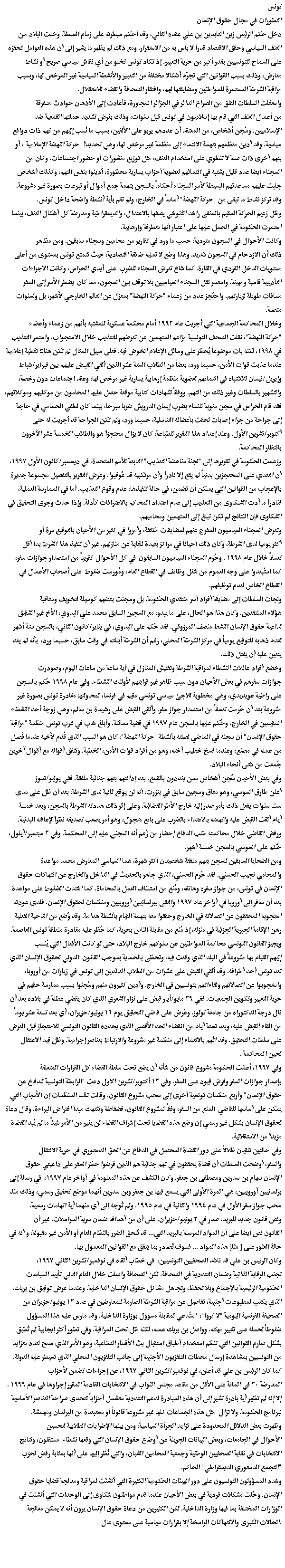 Human Rights Development Tunisia