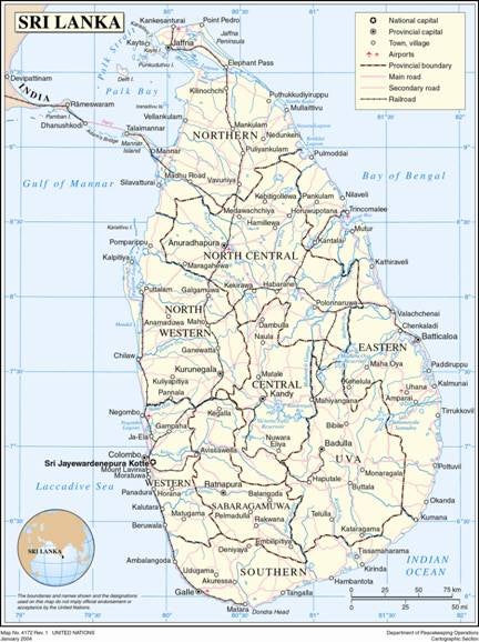 sri lanka map colombo