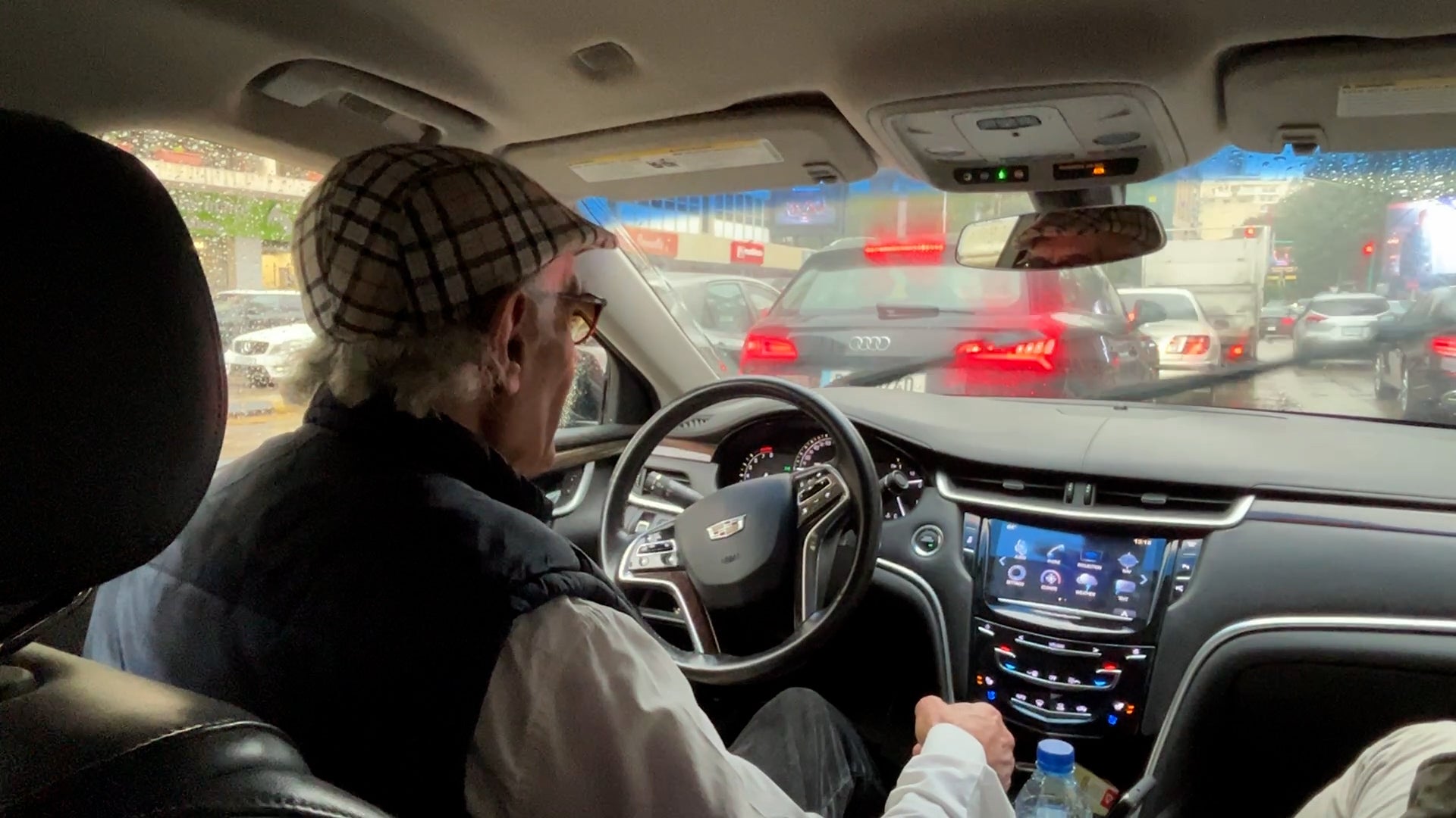 Apraham driving during his interview, Lebanon. 