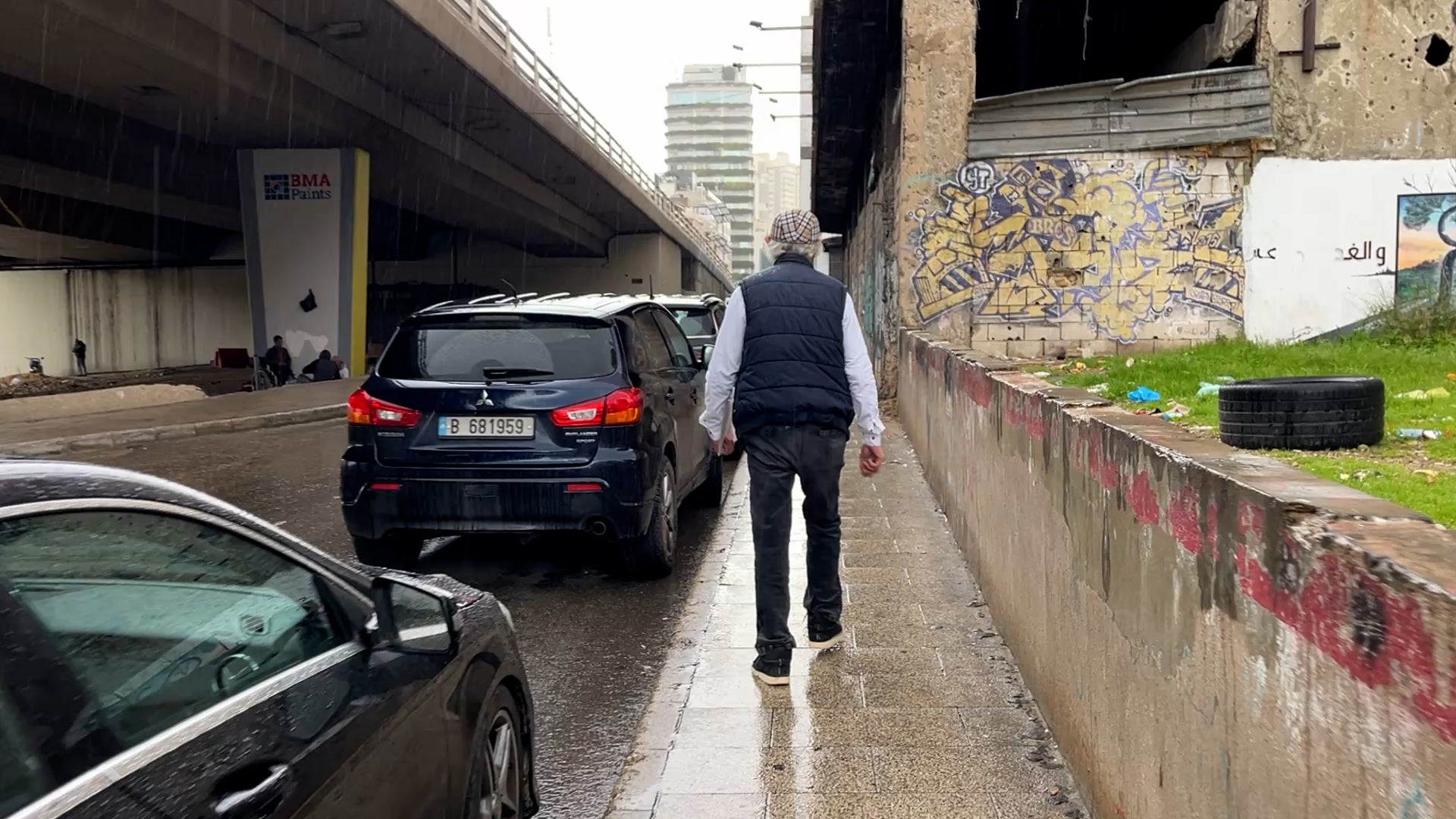 Apraham walking through Beirut, Lebanon, 2026.
