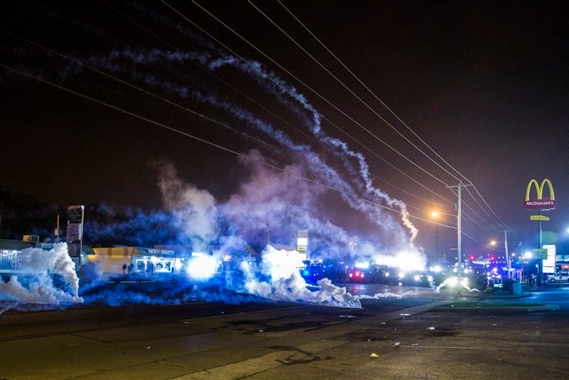 Tear gas clouds in Fergusson, Missouri. 