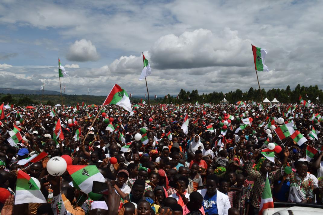 Un meeting à Bugendana, au Burundi, lors du lancement de la campagne du parti au pouvoir, le 27 avril 2020.
