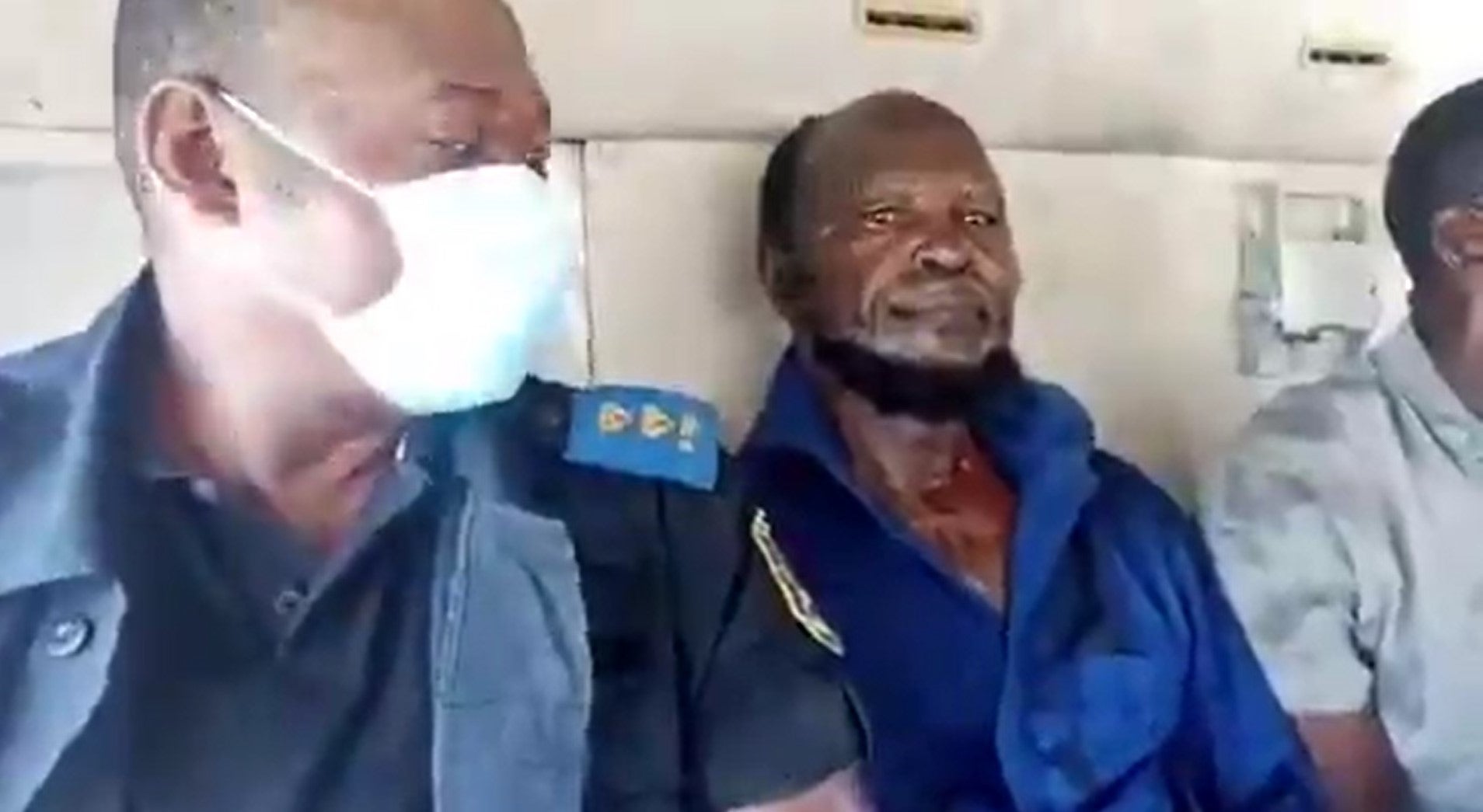 Ne Muanda Nsemi, the leader of the BDK, in a vehicle after his arrest in Kinshasa on April 24, 2020.