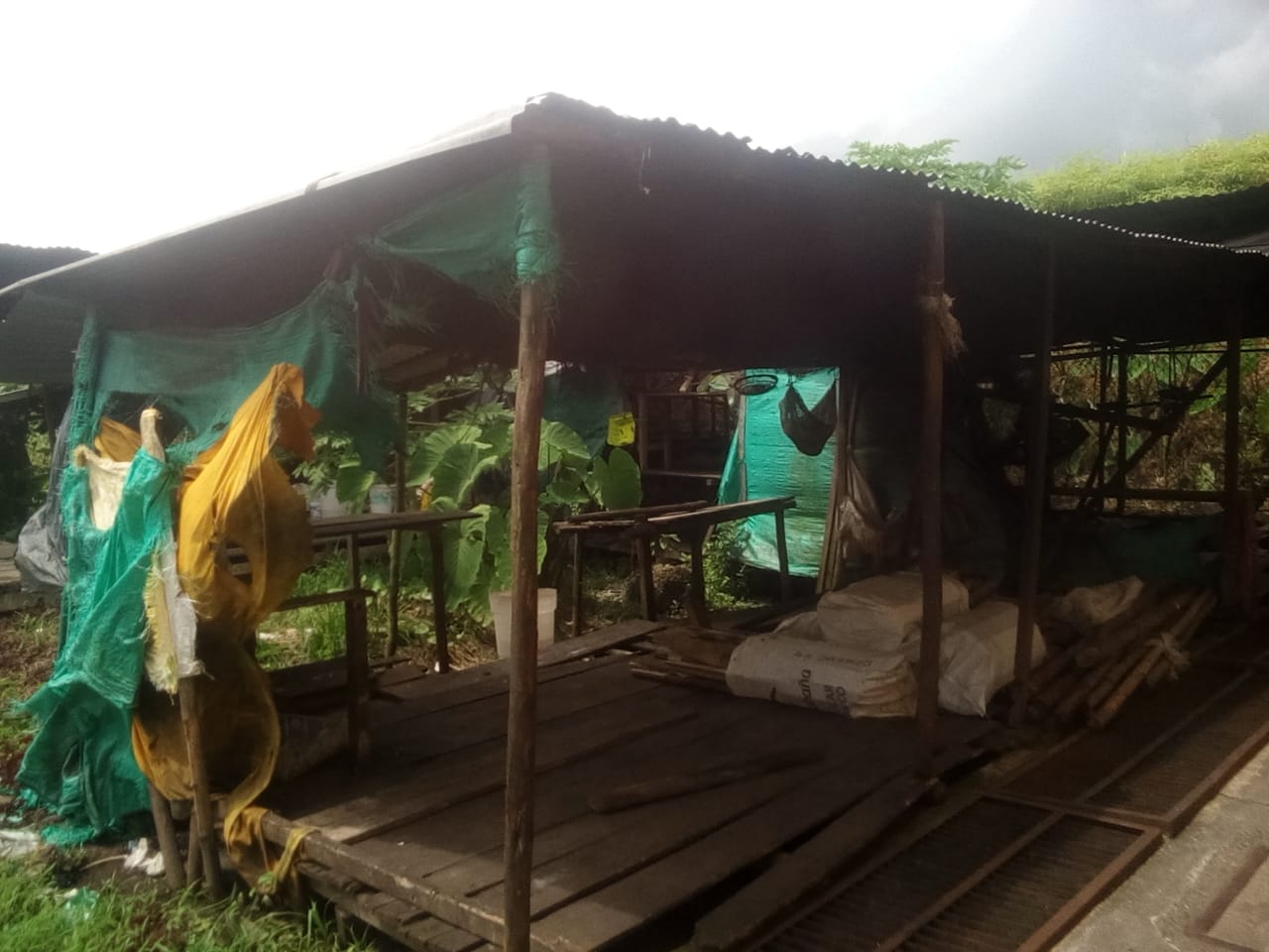 A photograph sent to Human Rights Watch showing the living conditions of a displaced indigenous community in Buenaventura, Colombia. Their limited access to water and health services means that Covid-19 could spread quickly through the community.