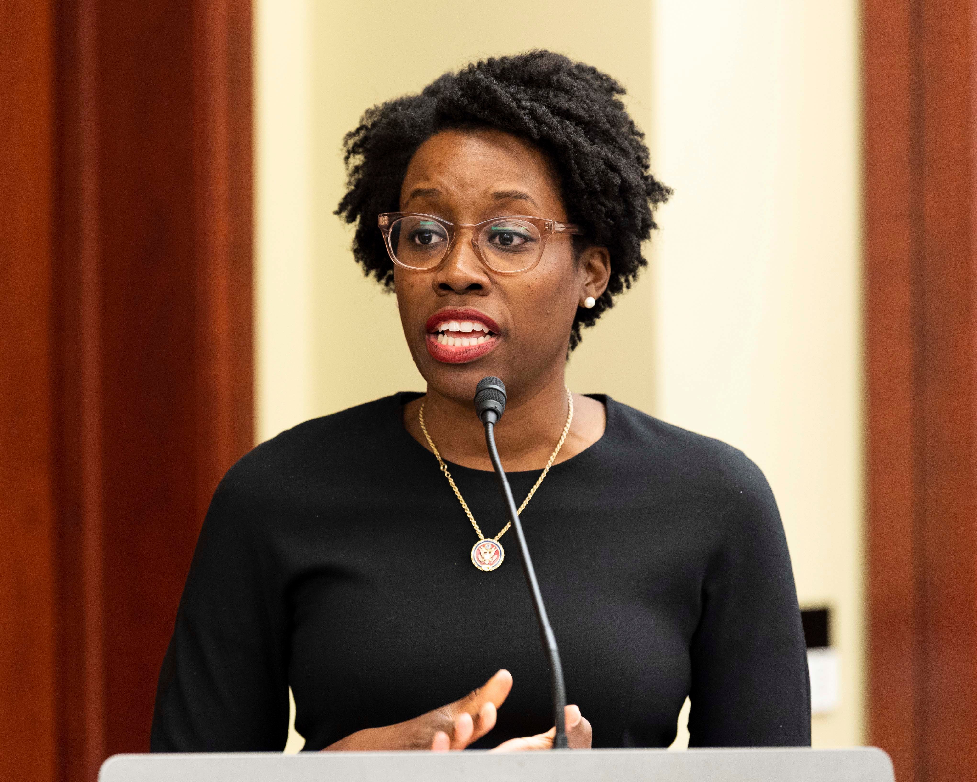 U.S. Representative Lauren Underwood (D-IL), co-founder and co-chair of the Black Maternal Health Caucus,  speaking at the Black Maternal Health Caucus Stakeholder Summit at the Capitol in Washington, DC on July 11, 2019.  © 2020 Sipa USA via AP (Photo by Michael Brochstein)