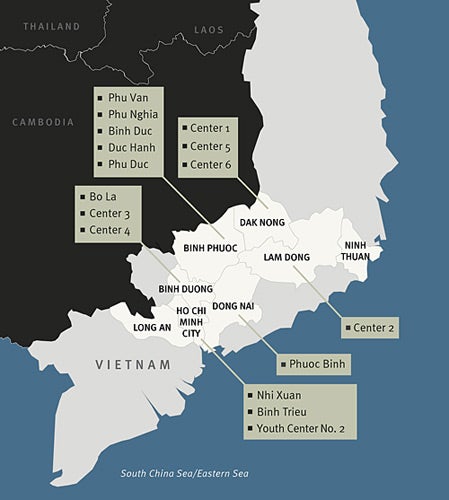 Map of Drug Detention Centers Under Ho Chi Minh City Administration