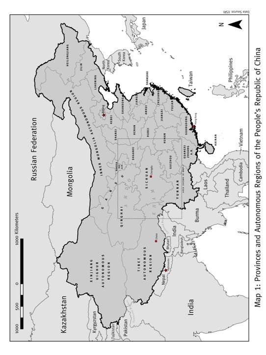 Map 1: Provinces and Autonomous Regions of the People's Republic of China