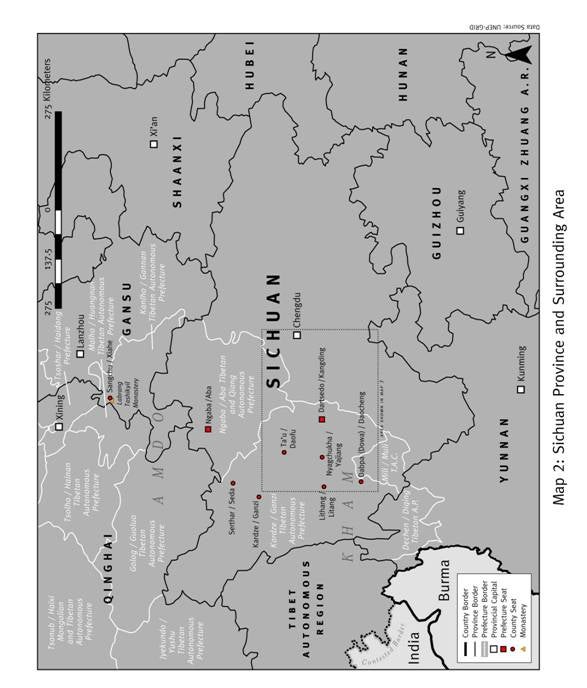 Map 2: Sichuan Province and Surrounding Areas