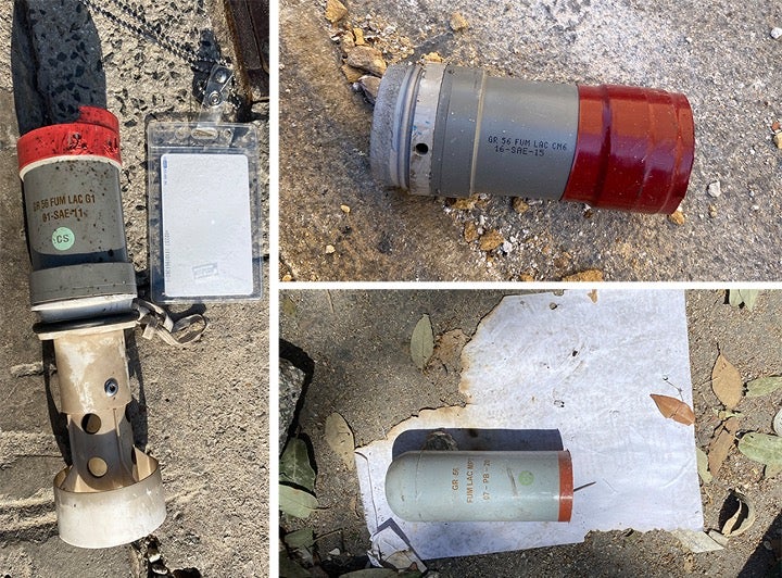 Teargas canisters collected by Human Rights Watch during and immediately following protests on August 8, 2020.