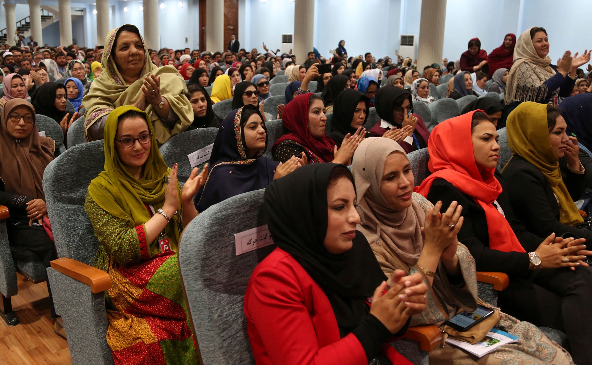 Delegates attend the last day of the Afghan Loya Jirga meeting in Kabul, Afghanistan, Friday, May 3, 2019.