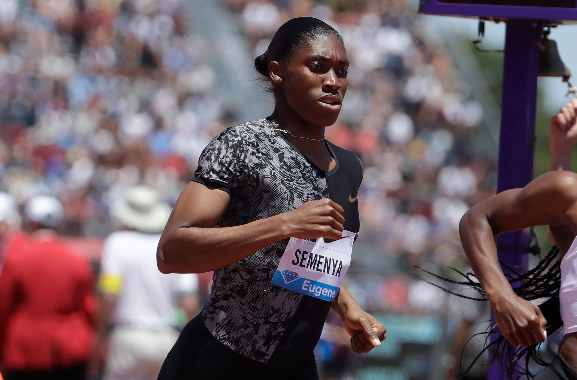 South Africa's Caster Semenya competes in the women's 800-meter race during the Prefontaine Classic, an IAAF Diamond League athletics meeting, in Stanford, California, June 30, 2019.