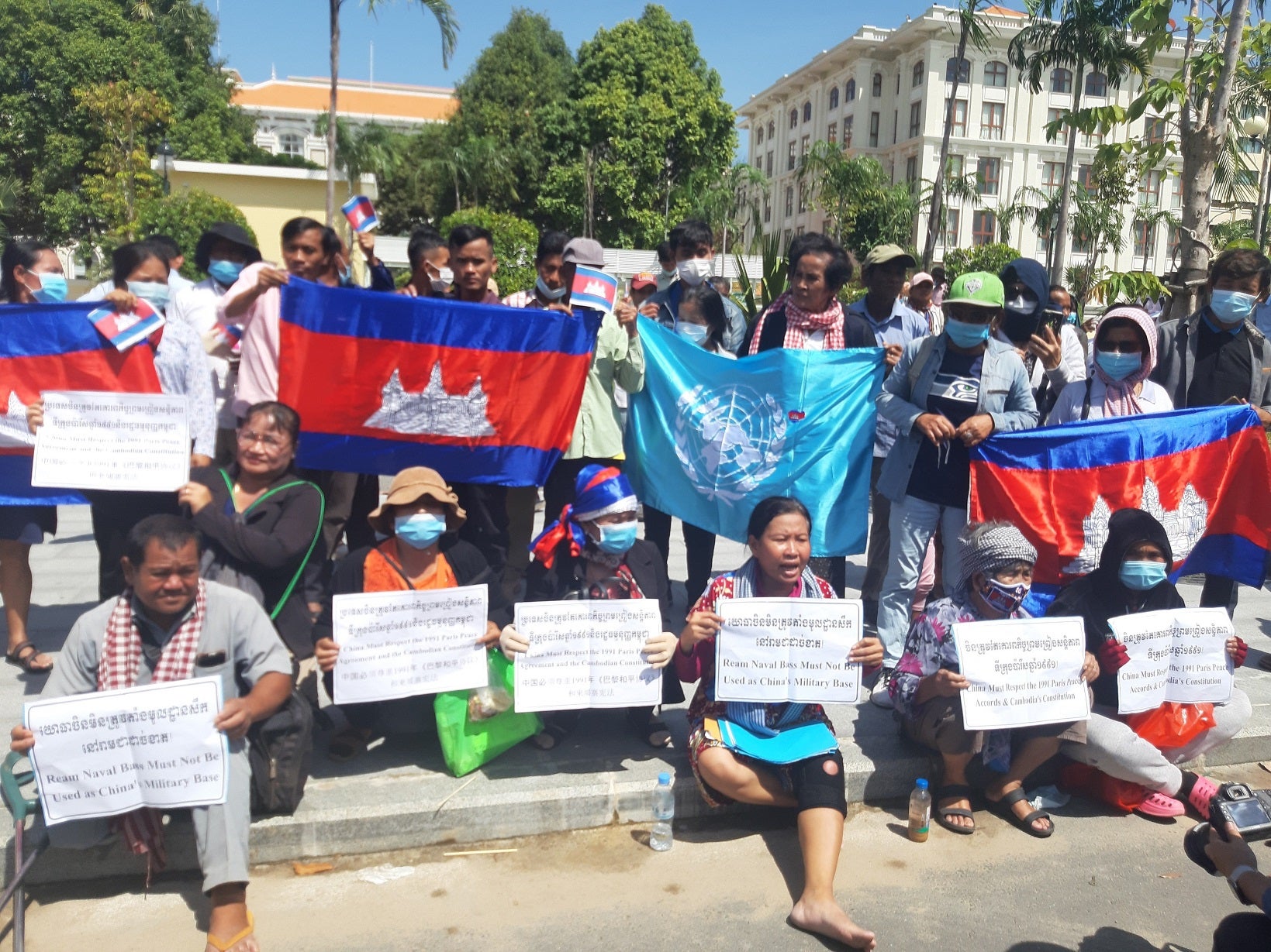 Activists at protests on October 23, commemorating the 29th anniversary of the 1991 Paris Peace Accords in front of the US embassy in Phnom Penh." (Source: LICADHO).”