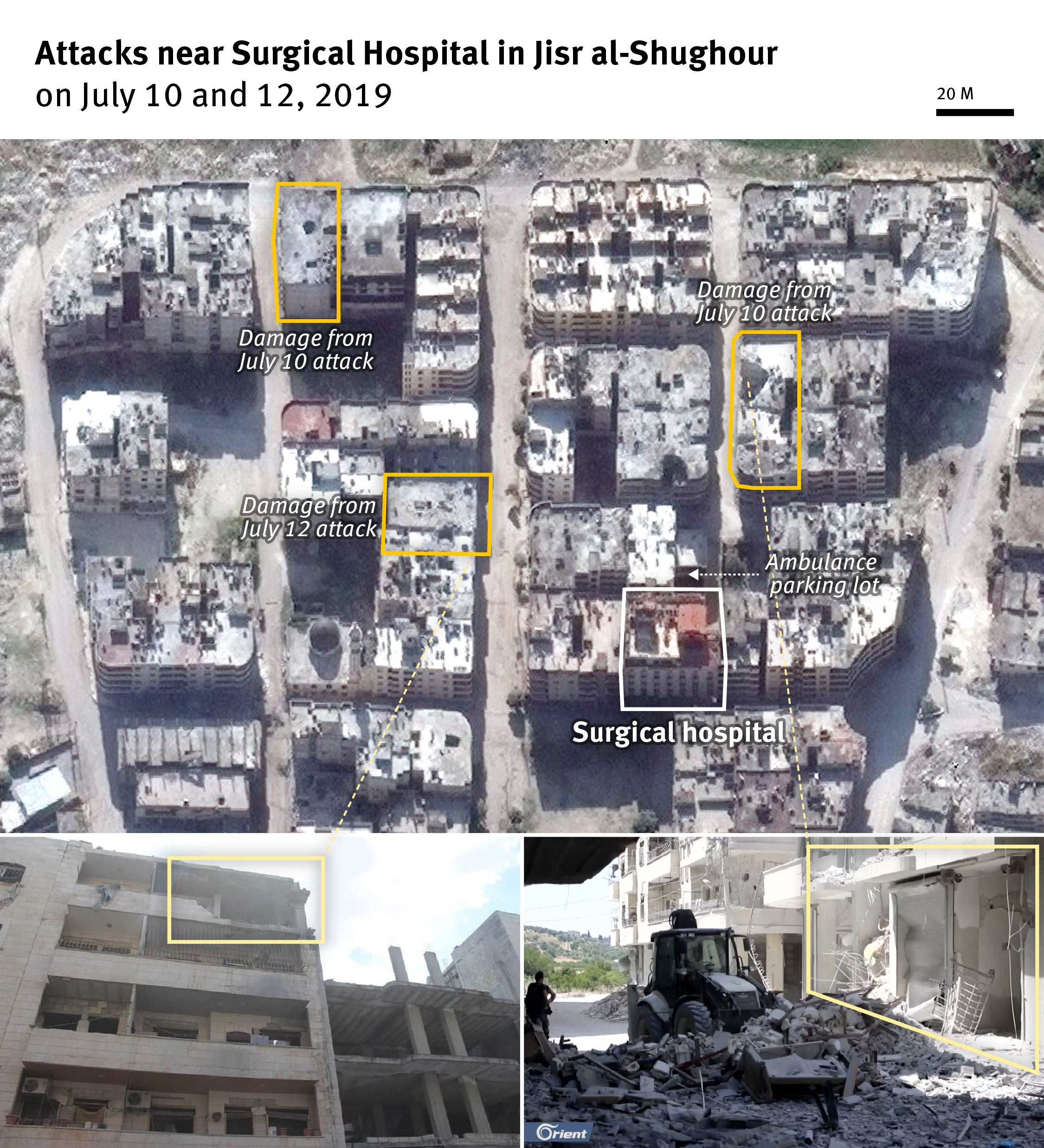 Satellite imagery showing attacks on July 10, 2019 and July 12, 2019
