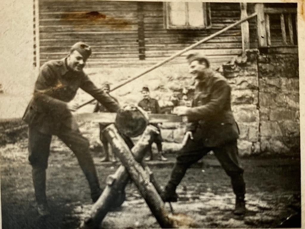 Ervin Brody and Gyorgy Borhegyi, with Hungarian Labor Service Company 108/57 in Sianki, Ukraine, 1942.