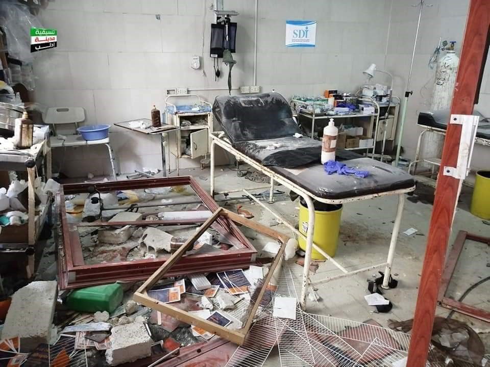 A bombed out hospital room covered in debris